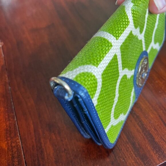 Spartina 449 Green & Blue Canvas Wallet With Multiple‎ Card Slots And ID Window - Picture 4 of 7